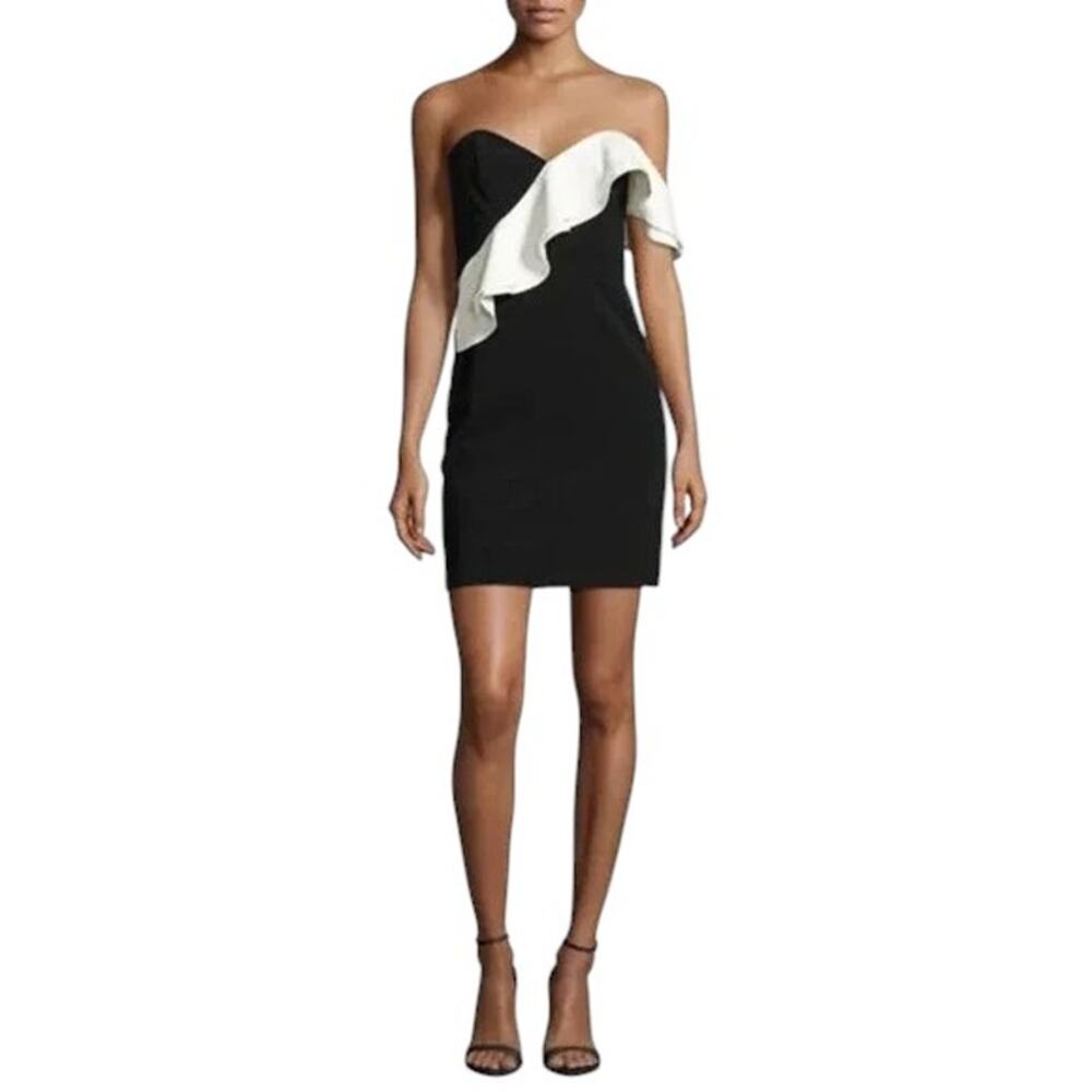 PARKER Imani Ruffle-Trim One-Shoulder Mini Dress Size Small